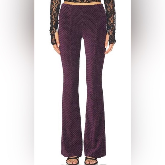 Free People Pants - Free People Penny Pull-On Velvet Deep Purple Flare Pants